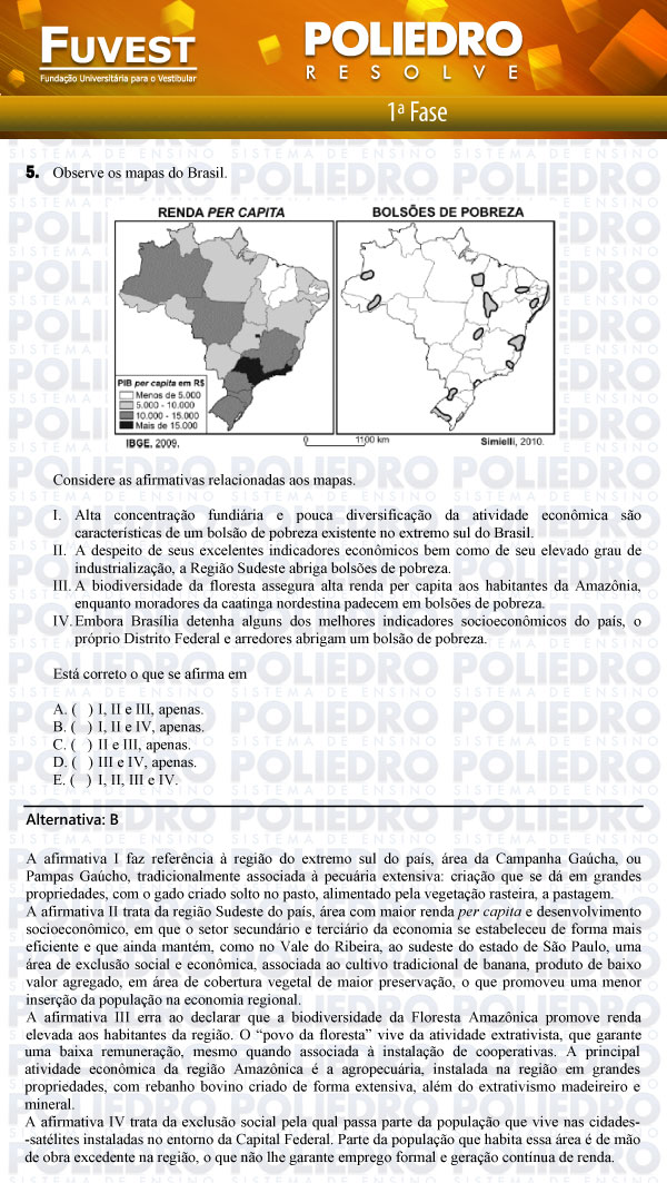 Questão 5 - 1ª Fase - FUVEST 2012