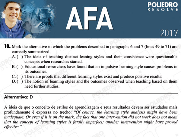Questão 10 - Prova Modelo B - AFA 2017