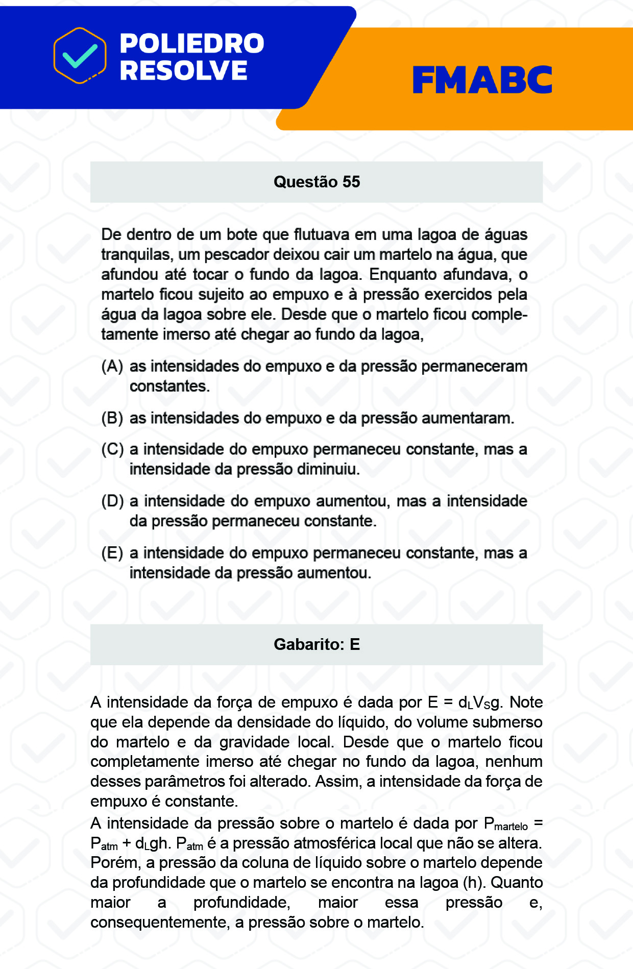 Questão 55 - Fase única - FMABC 2023