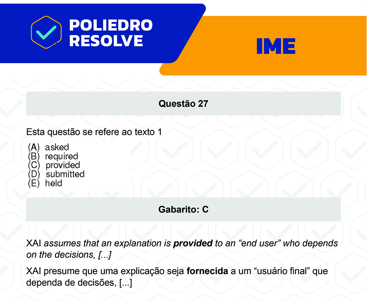 Questão 27 - 2ª Fase - Português/Inglês - IME 2023