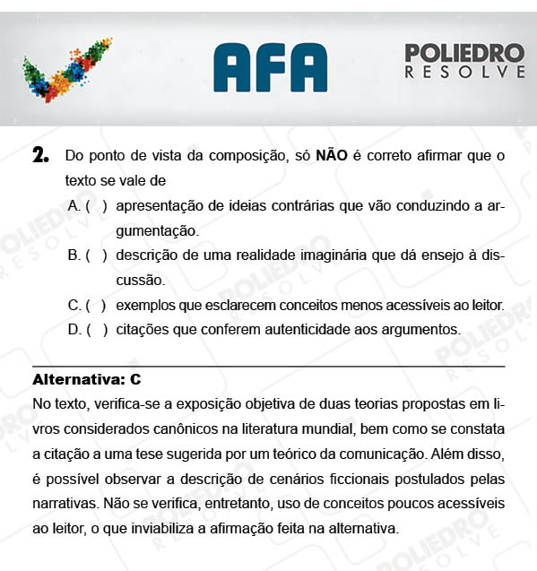 Questão 2 - Prova Modelo A - AFA 2018