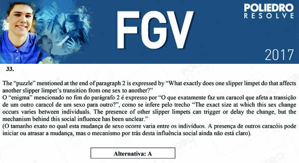 Questão 33 - Objetivas - 2017.1 - FGV 2017