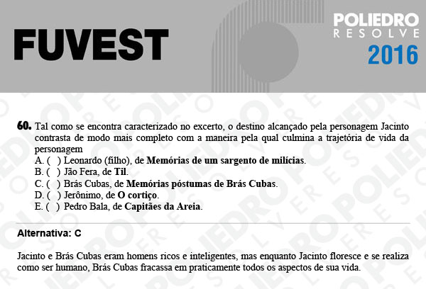 Questão 60 - 1ª Fase - FUVEST 2016