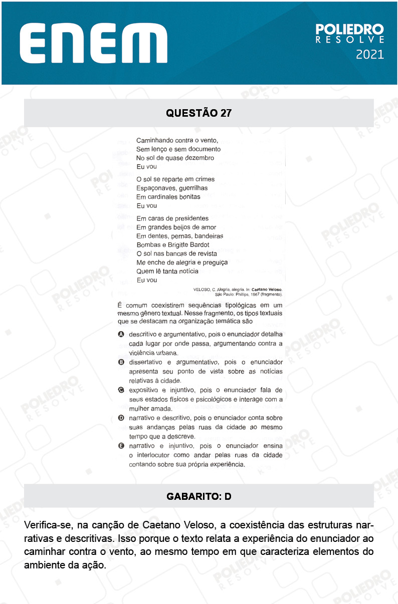 Questão 27 - 1º DIA - Prova Azul - ENEM 2020