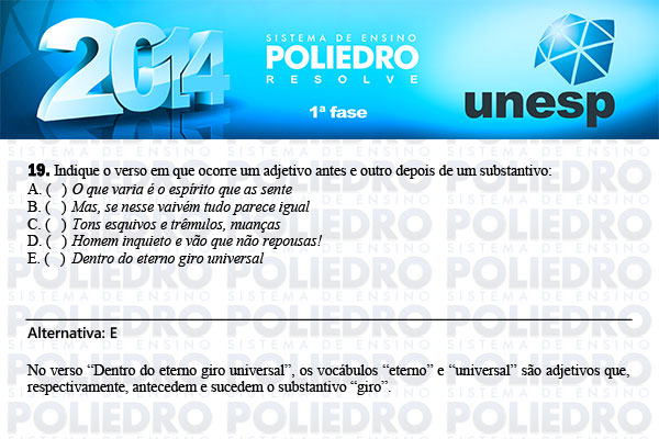 Questão 19 - 1ª Fase - UNESP 2014