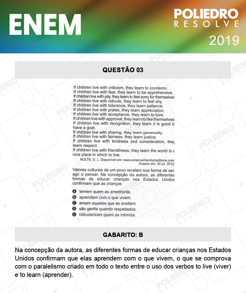 Questão 3 - 1º DIA - PROVA ROSA - ENEM 2019