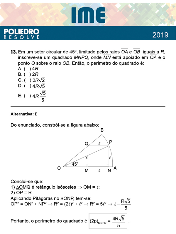 Questão 13 - 1ª Fase - IME 2019