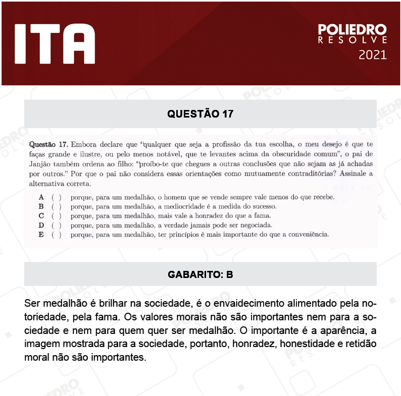 Questão 17 - 1ª Fase - ITA 2021