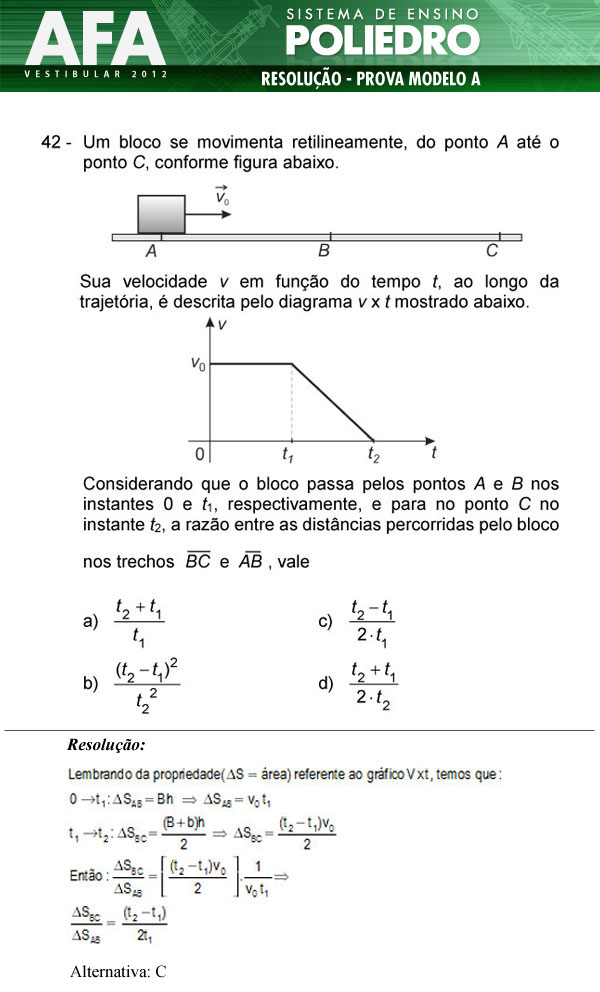 Questão 42 - Prova Modelo A - AFA 2012