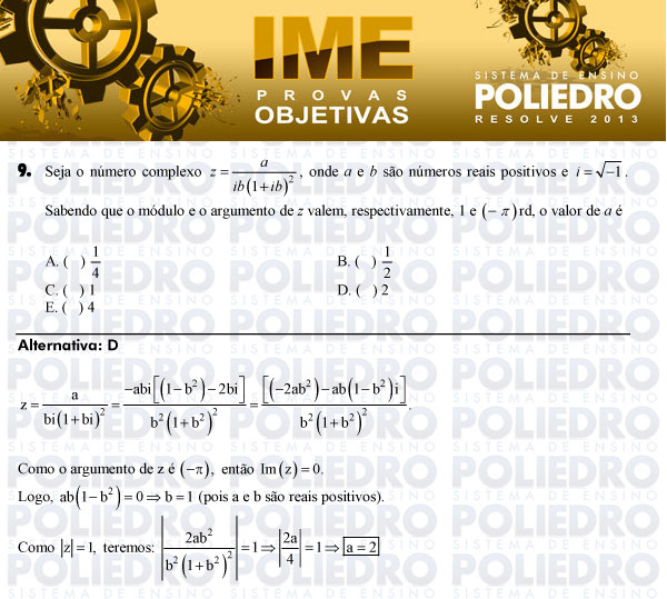 Questão 9 - Objetiva - IME 2013