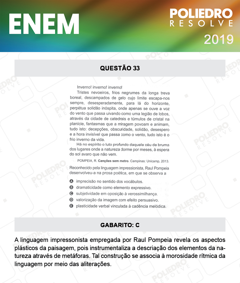 Questão 33 - 1º DIA - PROVA AZUL - ENEM 2019