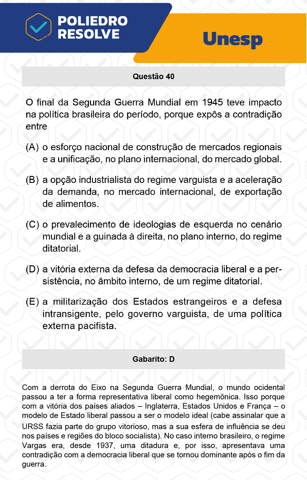 Questão 40 - 1ª Fase - UNESP 2023