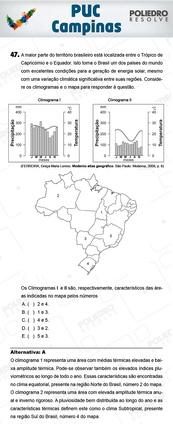 Questão 47 - 1ª Fase - Prova Verde - PUC-Campinas 2018