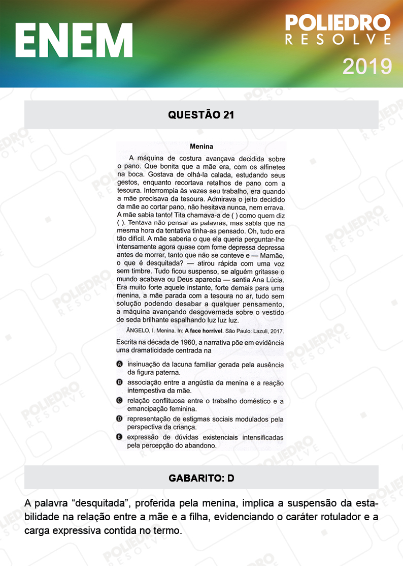 Questão 21 - 1º DIA - PROVA AZUL - ENEM 2019