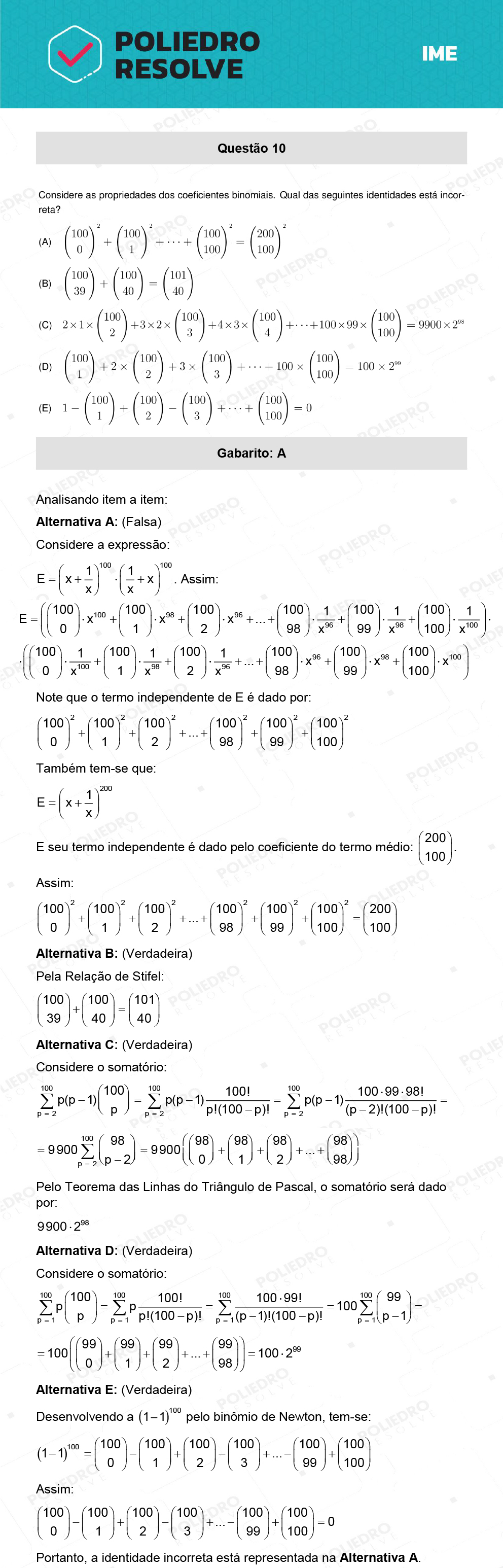 Questão 10 - 1ª Fase - IME 2022