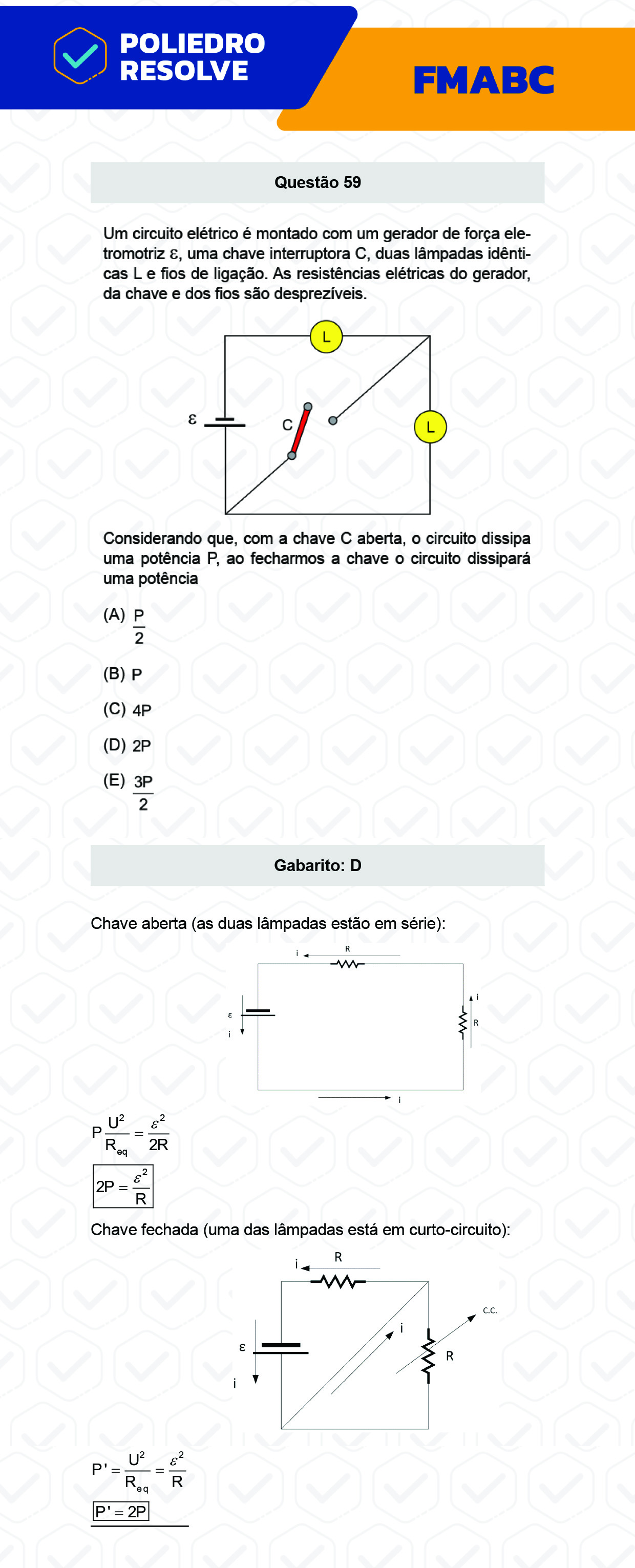 Questão 59 - Fase única - FMABC 2023