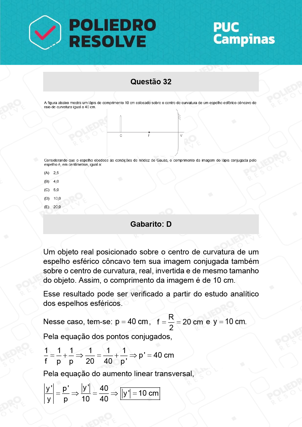 Questão 32 - Demais cursos - PUC-Campinas 2022