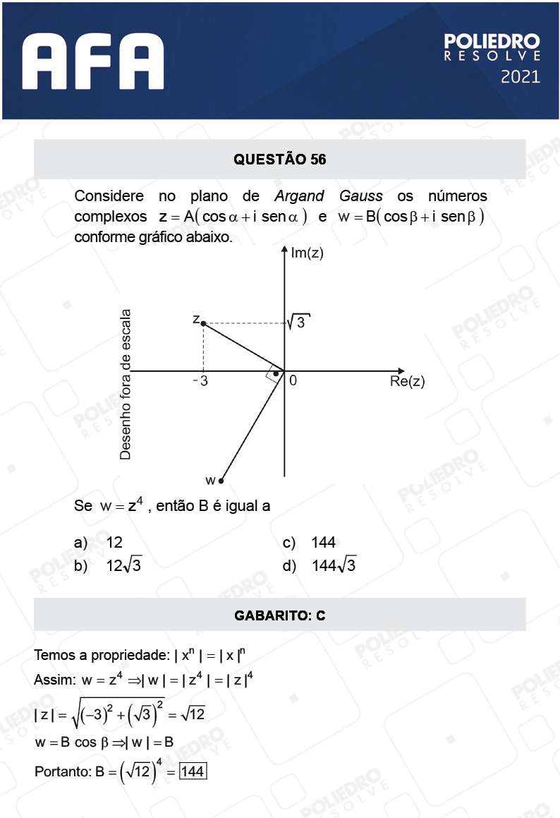 Questão 56 - Prova Modelo A - AFA 2021