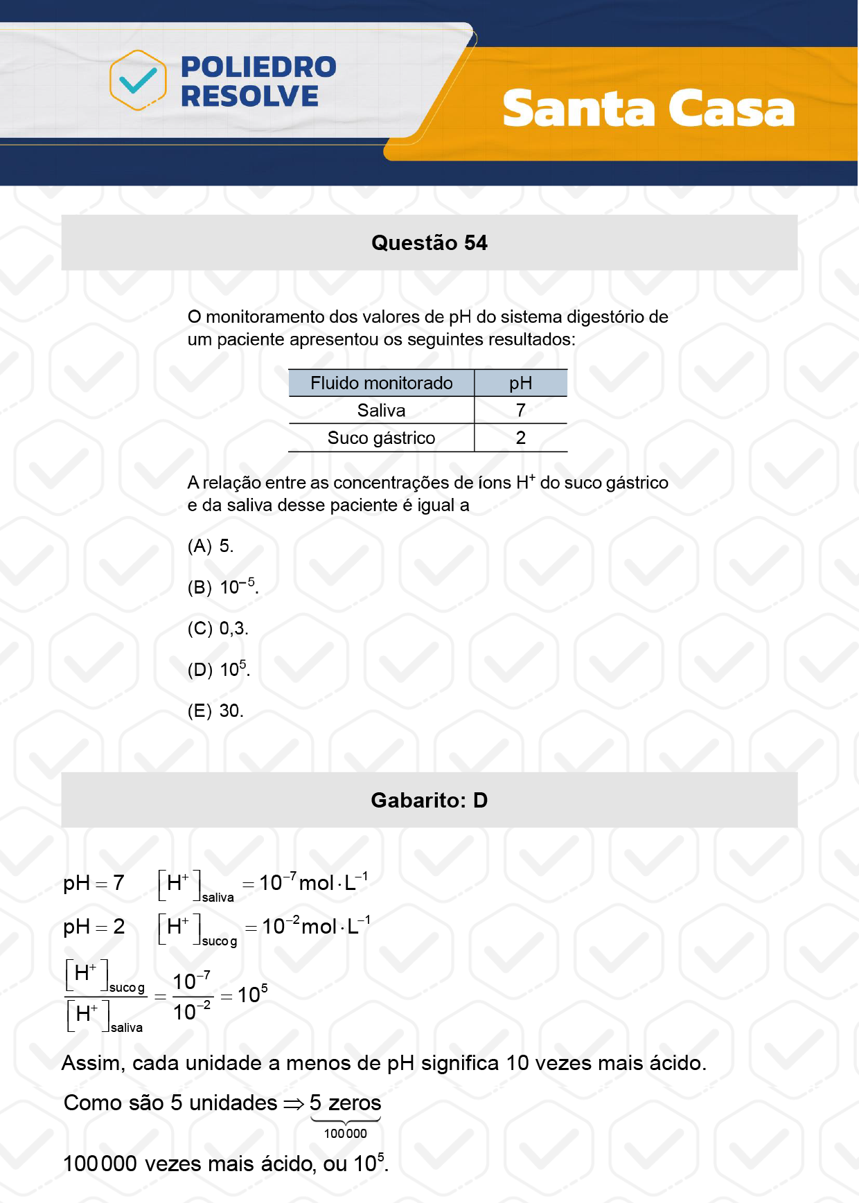 Questão 54 - 1º Dia - SANTA CASA 2024