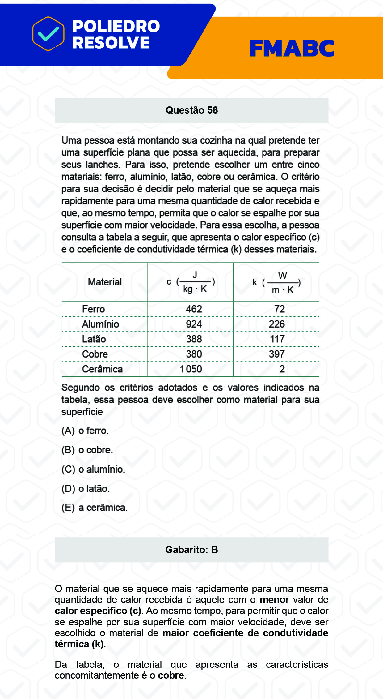 Questão 56 - Fase única - FMABC 2023