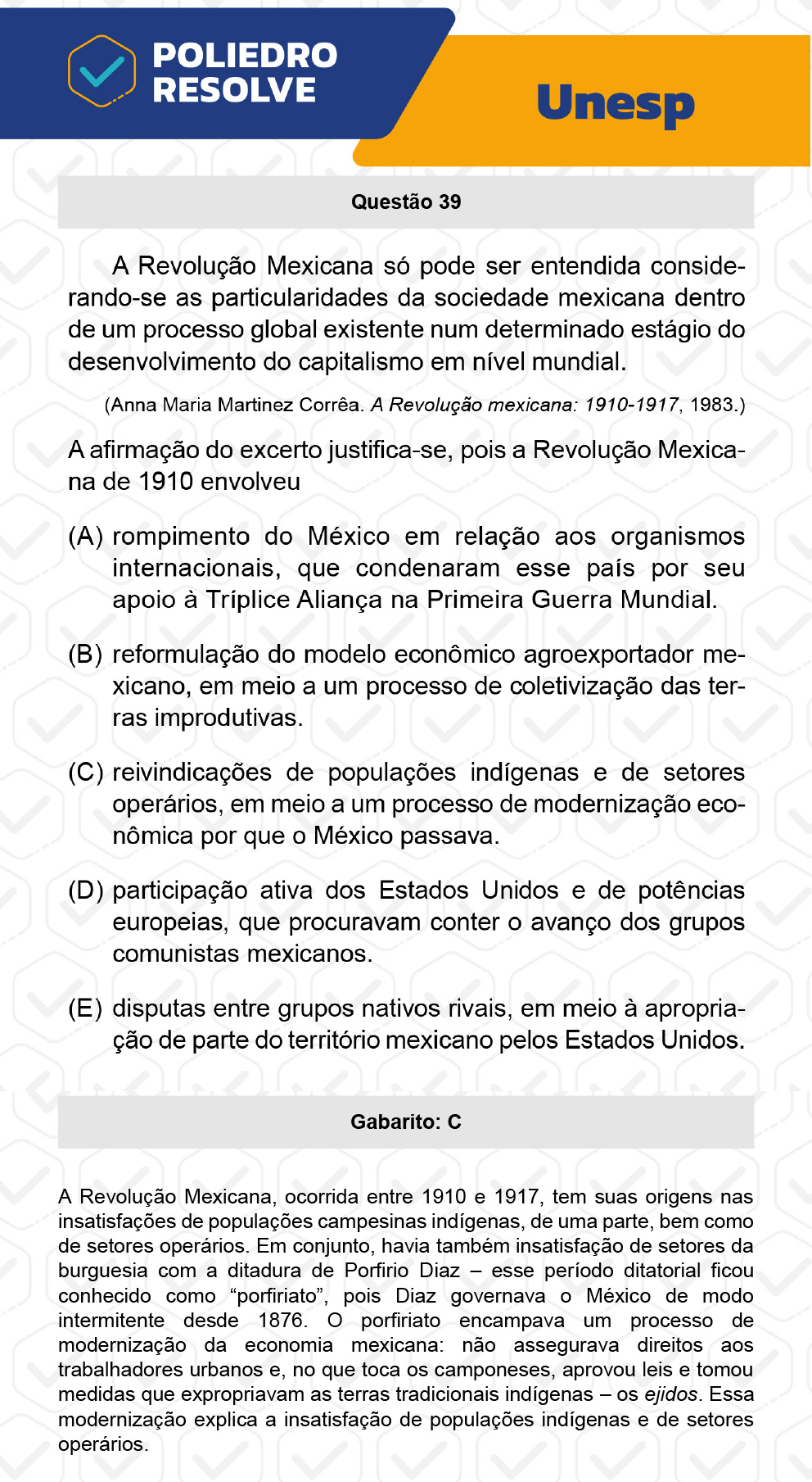 Questão 39 - 1ª Fase - UNESP 2023