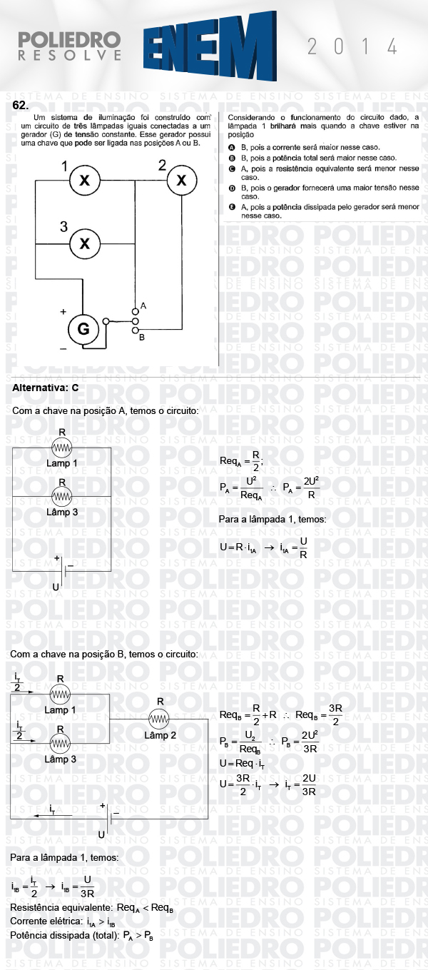 Questão 62 - Sábado (Prova Rosa) - ENEM 2014