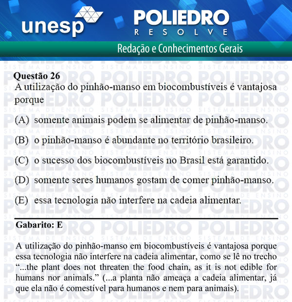 Questão 26 - 1ª Fase - UNESP 2012