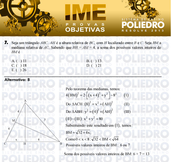 Questão 7 - Objetiva - IME 2013