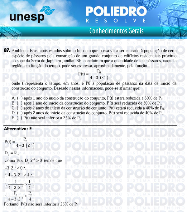 Questão 87 - 1ª Fase - UNESP 2011