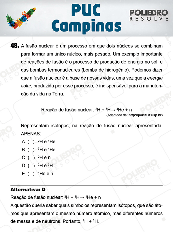 Questão 48 - 1ª Fase - Prova Verde - PUC-Campinas 2018