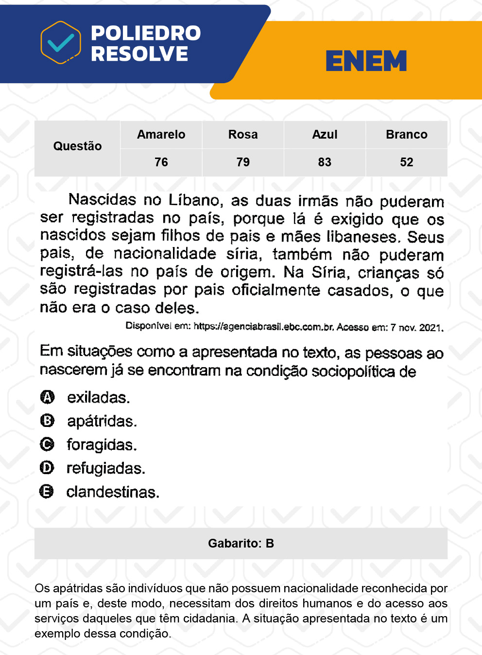 Questão 76 - 1º Dia - Prova Amarela - ENEM 2022