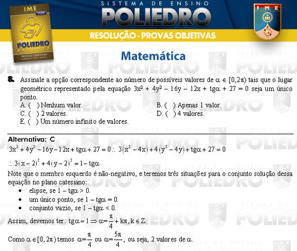 Questão 8 - Objetivas - IME 2008