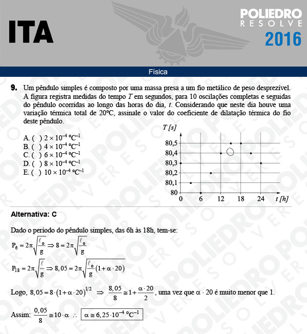 Questão 9 - Física - ITA 2016