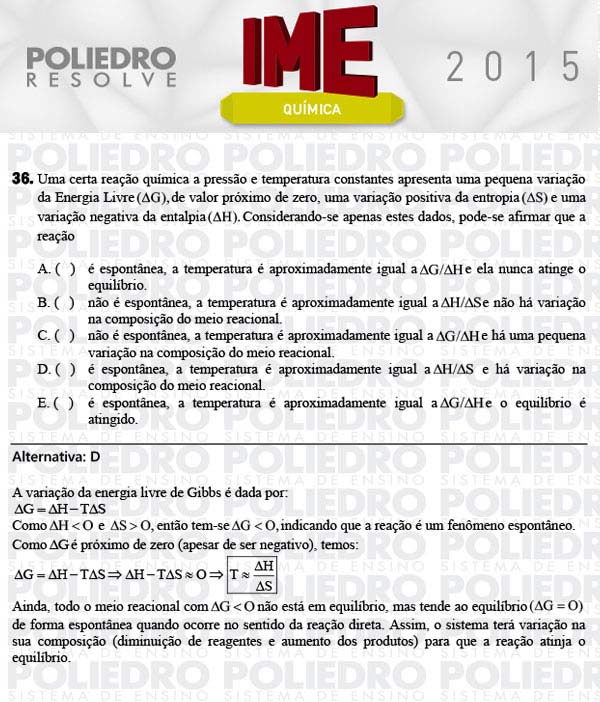 Questão 36 - Objetiva - IME 2015