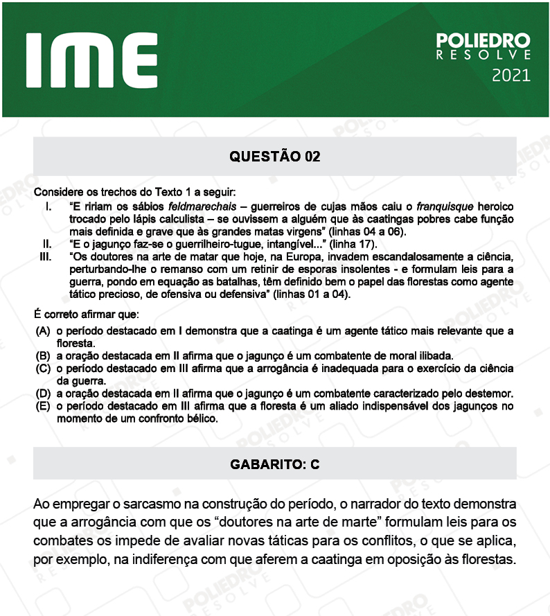 Questão 2 - 2ª Fase - Português/Inglês - IME 2021