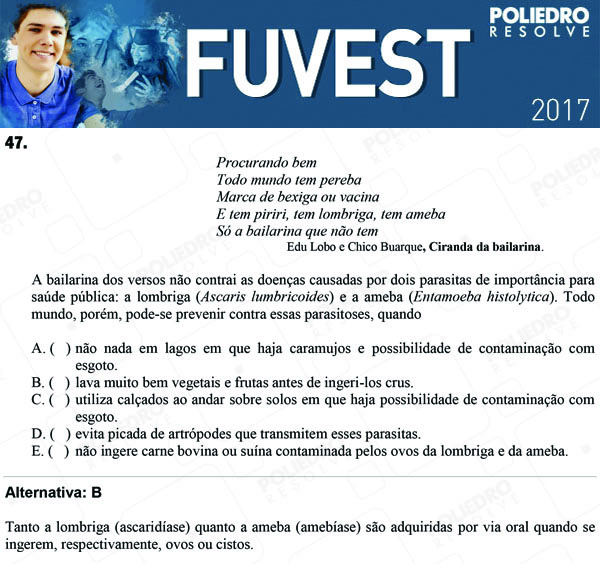 Questão 47 - 1ª Fase - FUVEST 2017