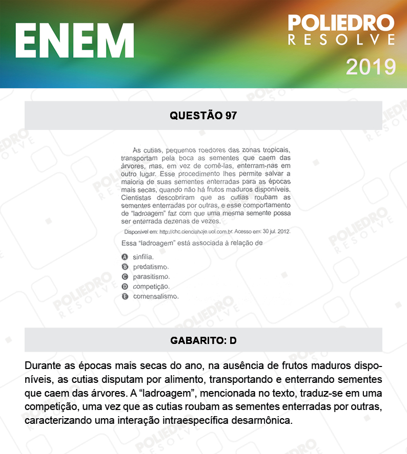 Questão 97 - 2º DIA - PROVA AZUL - ENEM 2019