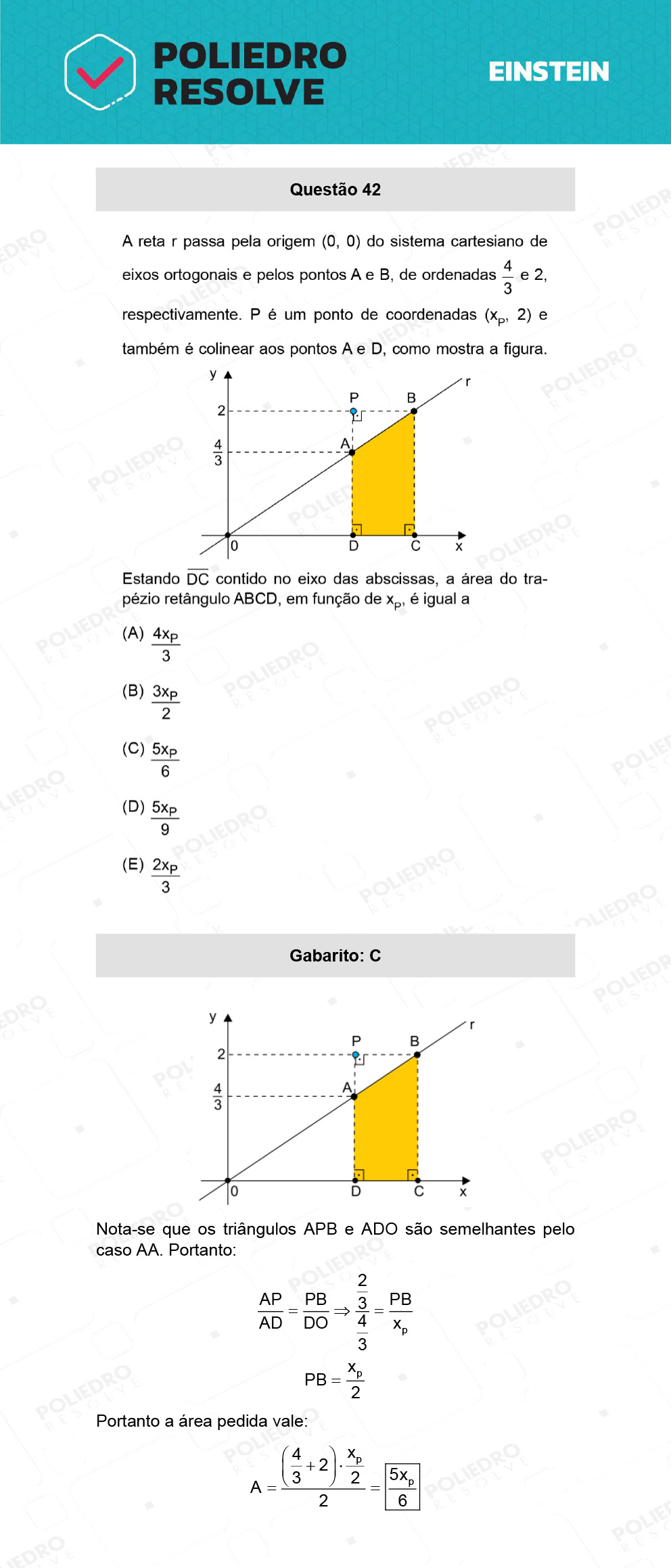 Questão 42 - Fase única - EINSTEIN 2022