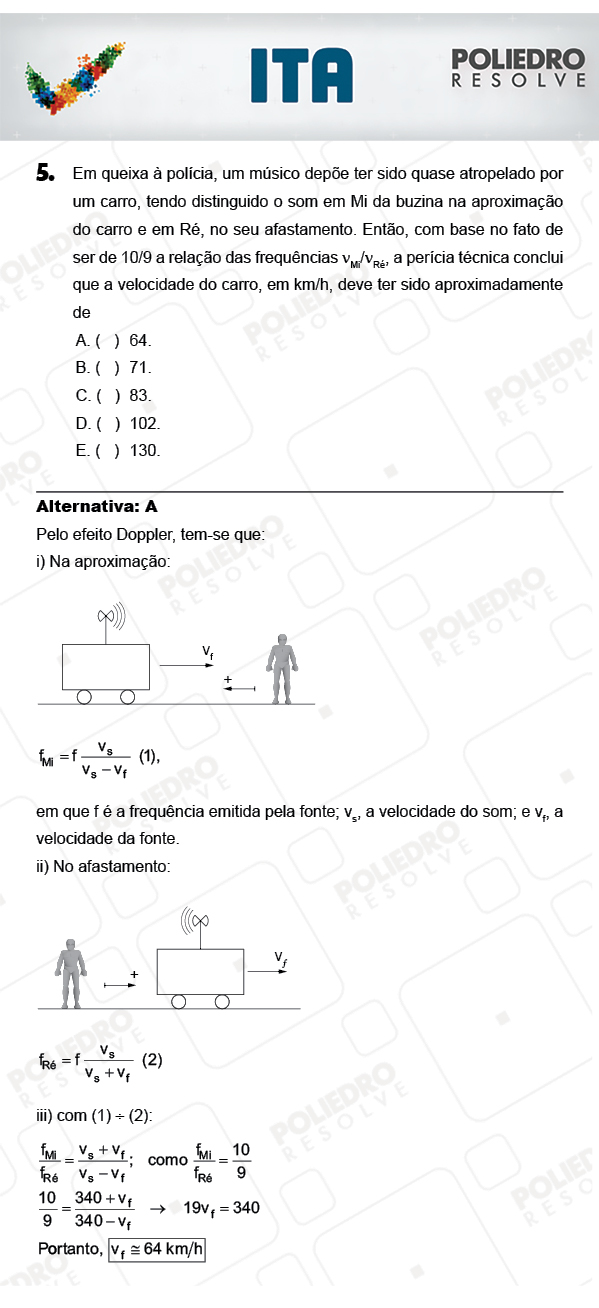 Questão 5 - Física - ITA 2018