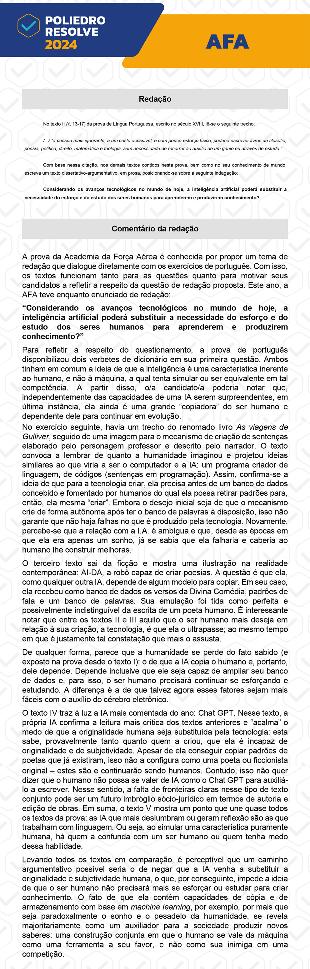 Redação - Prova Modelo A - AFA 2024