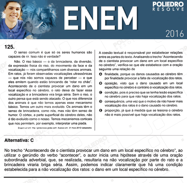 Questão 125 - 2º dia (PROVA CINZA) - ENEM 2016