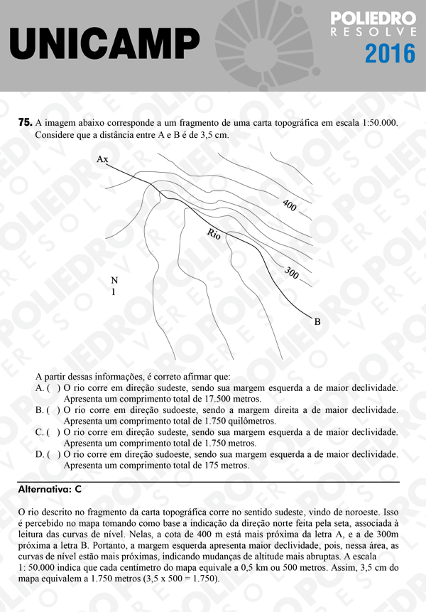 Questão 75 - 1ª Fase - UNICAMP 2016