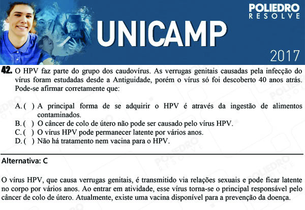 Questão 42 - 1ª Fase - UNICAMP 2017