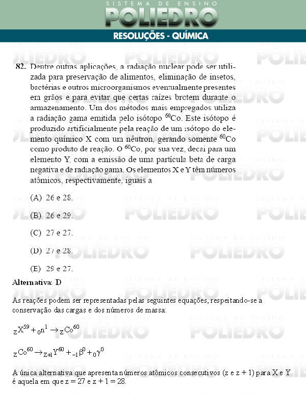 Questão 82 - Conhecimentos Gerais - UNIFESP 2009