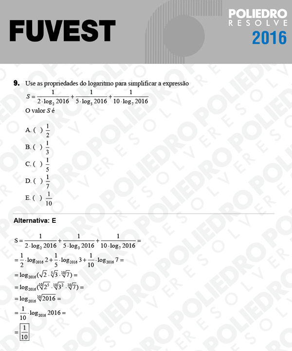 Questão 9 - 1ª Fase - FUVEST 2016