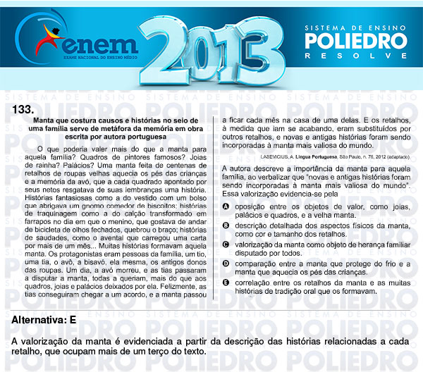 Questão 133 - Domingo (Prova Cinza) - ENEM 2013