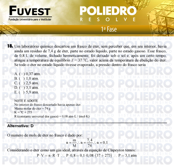 Questão 18 - 1ª Fase - FUVEST 2011