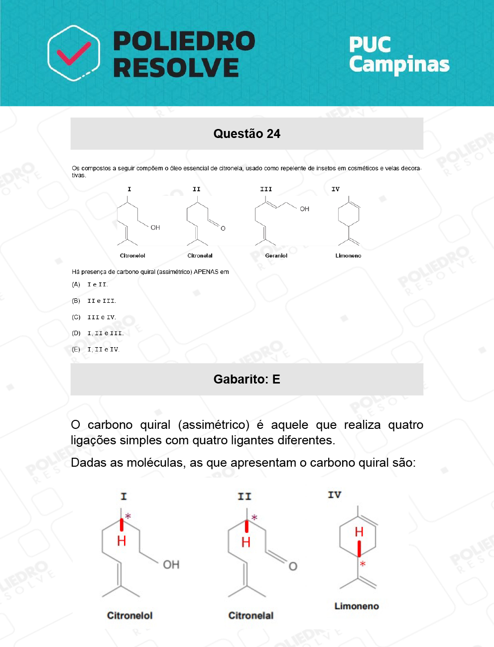 Questão 24 - Demais cursos - PUC-Campinas 2022