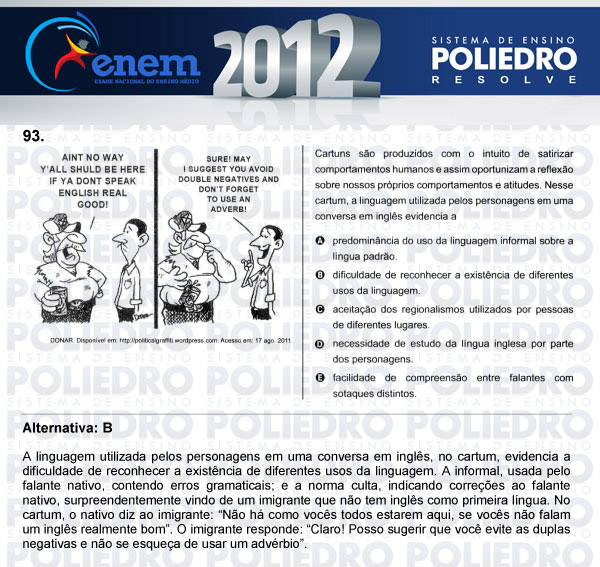 Questão 93 - Domingo (Prova rosa) - ENEM 2012