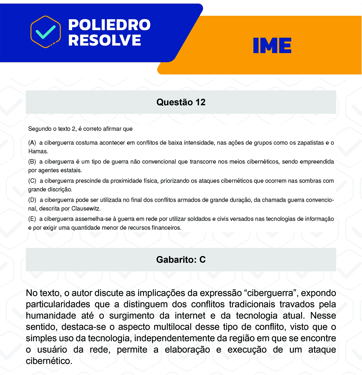 Questão 12 - 2ª Fase - Português/Inglês - IME 2023